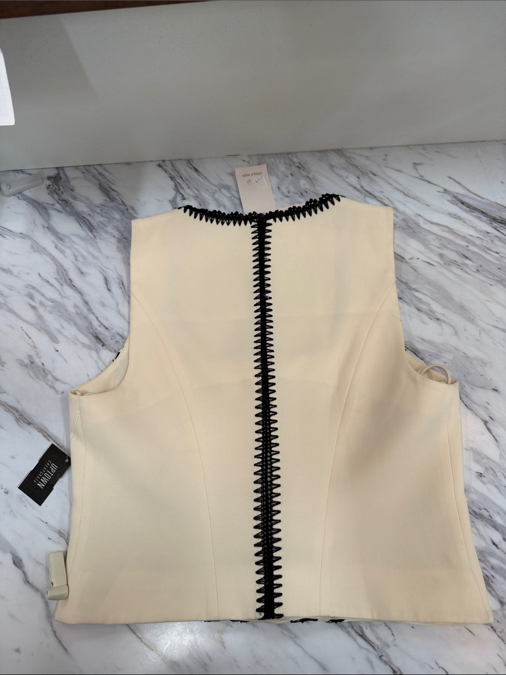cinq a sept Cream Tank Top with Black Trim - Picture 2 of 6